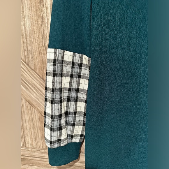 NWOT Plaid Panel Mock Neck Shirt Dress - Picture 8 of 11